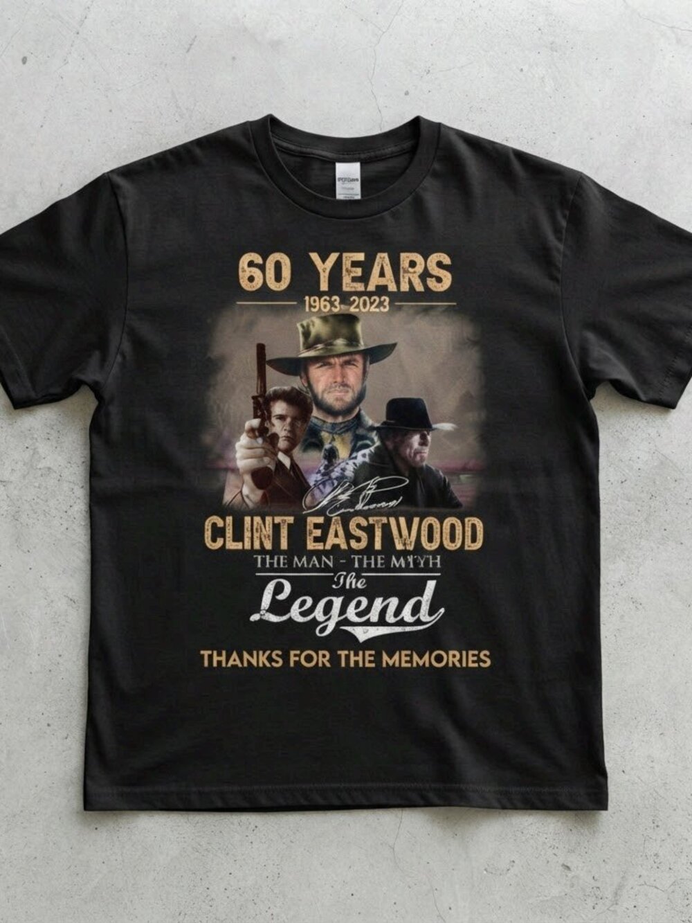 Clint Eastwood 60 Years 1963-2023 The Legend Black T-Shirt S-4XL